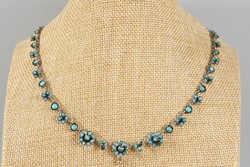 Antik szecessziós ezüst türkiz nyaklánc 1890 körül.