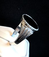 Ezüst Onix köves gyűrű, nagy méretű, súlyos típus 6,3 gr, 925 ezüst új ékszer, Budapesten átvehető