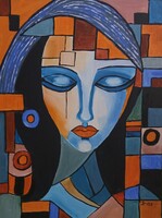 B.Tóth Irisz-ABSZTRAKT festmény 42x31cm