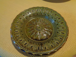 Óbányai  , zöld , áttört  , népi tányér  Teimel István munkája  25,5 cm  , 1980 .-ból