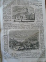 D203532 p597 DÖMÖS -Visegrád - Duna - Pest Deak téri templom - fametszet egy 1866-os újságból + cikk