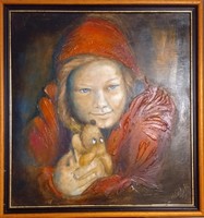 Gyermeki bizalom.  50x45cm. Károlyfi Zsófia Prima díjas festőművész alkotása tanúsítvánnyal.