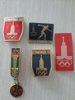 Szovjet Olimpiai jelvény , kitűző 5 db  1980 - ból