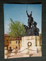 Képeslap, Eger, Dobó István szobor,emlékmű látkép,Stróbl Alajos, 1975-