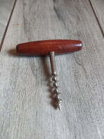 Régi acél dugóhúzó fa markolattal (8,5x8,5cm)