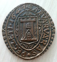 1647 - es Sárvár pecsét   másolata bronz plakett  6,5 cm x 7,2 cm
