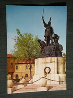 Képeslap, Eger, Dobó István szobor,emlékmű látkép,Stróbl Alajos, 1975-