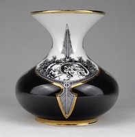 1R840 Hollóházi Jurcsák László porcelán váza 10 cm