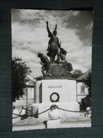 Képeslap, Eger, Dobó István szobor,emlékmű látkép,Stróbl Alajos, 1965-