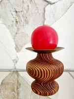 Vintage fa gyertyatartó különleges felülettel, LV 532