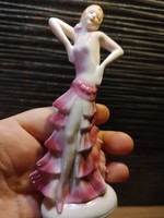 Art deco táncoló női Goldscheider jellegű porcelán figura-ritka pózban
