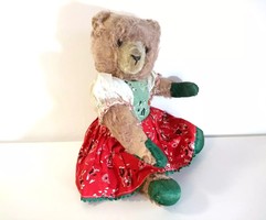 Vintage antik mohair teddy mackó ruhában - javított mancsokkal