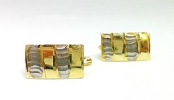 Sárga-fehér arany vésett fülbevaló (ZAL-Au124482)