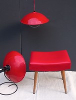 Vintage piros puff+ lámpa + hősugarzó ALKUDHATÓ design