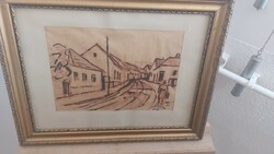 (K) Réti Mátyás akvarell festménye 46x36 cm kerettel.