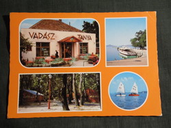 Képeslap,Fonyód,Alsóbélatelep,mozaik,Balaton part,kempink,Vadász tanya étterem,1985-