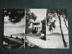 Képeslap, Fonyód ,mozaik, Balaton part ,üdülő, Badacsony látkép,1968-