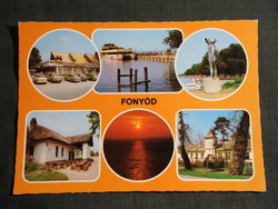 Képeslap,Fonyód,Alsóbélatelep,mozaik,Balaton part,Emberpár,Delta étterem,üdülő,látkép,1985-