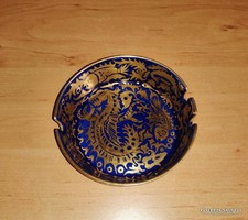 Porcelán arany-kék festésű sárkány motívumos hamutál (14/K)