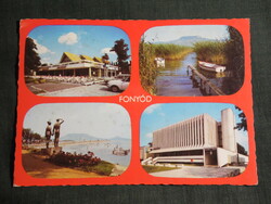 Képeslap,Fonyód,Alsóbélatelep,mozaik,Balaton part,Emberpár,Delta étterem,posta,1985-