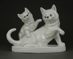 1R955 Régi porcelán cica pár 16 cm