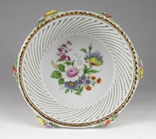 1R829 Jelzett fonott porcelán virágkosár 6.5 x 14 cm