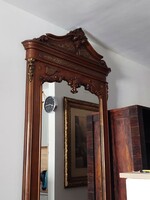 Konzolasztal tükörrel 253 x 110 cm rézberakásos boulle díszítéssel