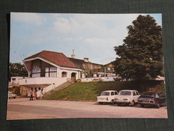 Képeslap, Gárdony, cápa vendéglő,étterem látkép,parkoló részlet,autó,motor,1982-
