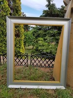 Képkeret ezüst aranycsík variációval fa falc 48x58 cm külm: 51x71 cm