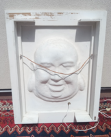Hatalmas Buddha szobor fali kép.98x78cm. holografikus Exkluzív ritka. Alkudható.
