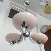 Art deco 3 karos csillár felújítva - rózsaszín ernyők