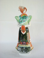 Hollóházi porcelán nő népviseletben népviseletes lány nagy méret 30 cm