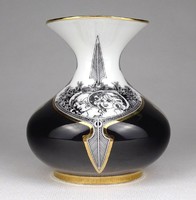 1S035 Hollóházi Jurcsák László porcelán váza 10.5 cm