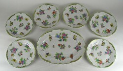 1S070 Régi Viktoria mintás Herendi porcelán süteményes készlet VBO