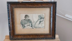 (FBL4) Remek akvarell festmény a régmúltból 40x33 cm kerettel