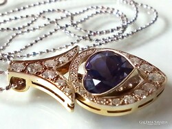 GYÉMÁNT TANZANIT DRÁGAKŐ 3 CT Medál fehérarany nyakláncon!