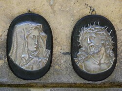 Jézus és édesanyja Szűz Mária - dombormű 19. század. Eredeti!