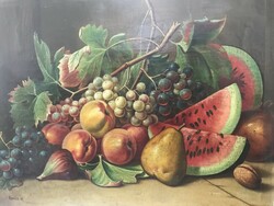 Kovács M . : Csendélet dinnyével  olaj, vászon