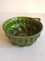 Gyönyörű mohazöld mázas porcelán kuglóf puding süteményes sűtő forma akasztóval