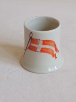 Porcelán fogpiszkáló tartó edényke tégely zászlóval. Hibátlan kb 5 cm