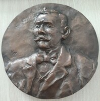 Kiss Nagy András (1930-1997)  Teszársz Károly  kétoldalas bronz plakett   11 cm