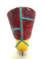Rátétes, geometrikus díszítéssel art deco váza, falikerámia 19 cm x 11 cm x 9 cm
