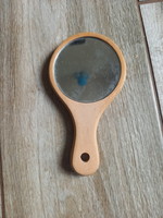 Régi kis fa utazó pipere tükör (13x7,3 cm)