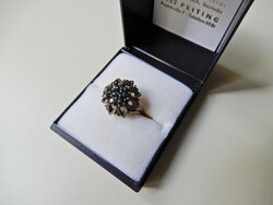 Régi ezüst gyűrű kék spinell kövekkel