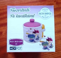 Asztali fűszer tartó fa kanállal,  eladó