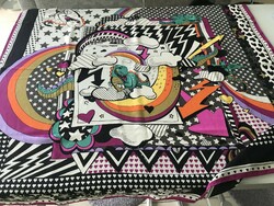 Huge Codello silk scarf with dino print, 105 x 105 cm