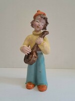 Signed H. Ráhmer Mária Art Deco Style Guitarist Boy Ceramic Sculpture 26 cm