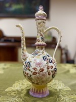 Nagyméretű Historizáló Zsolnay díszkancsó kékvirágos dekorral