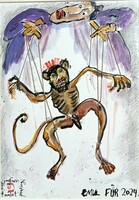 Für Emil: "A dróton rángatott majom"  - eredeti grafika 2024-ből!