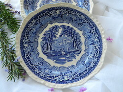 1940, Mansons Vista angol fajansz kék süteményes tányér 4 db, gyűjtői